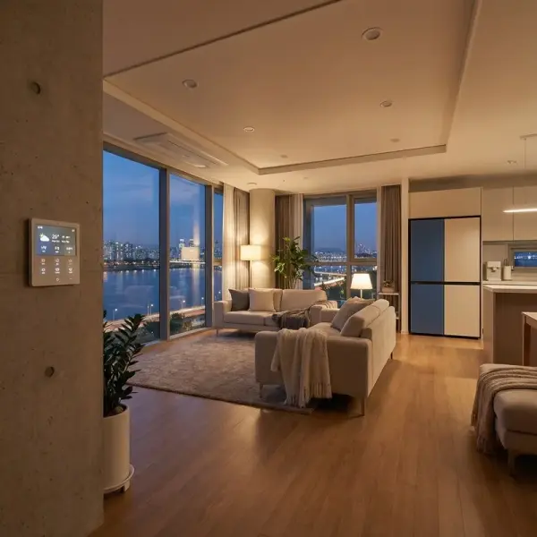 먼지 쌓인 태블릿 PC와 텅 빈 디지털 교실, 화면에는 오류 메시지가 떠 있다