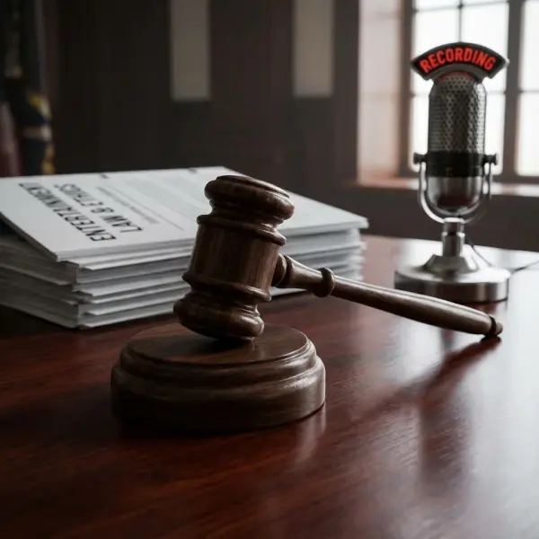 연예계 법적 분쟁과 제재를 상징하는 법봉 이미지