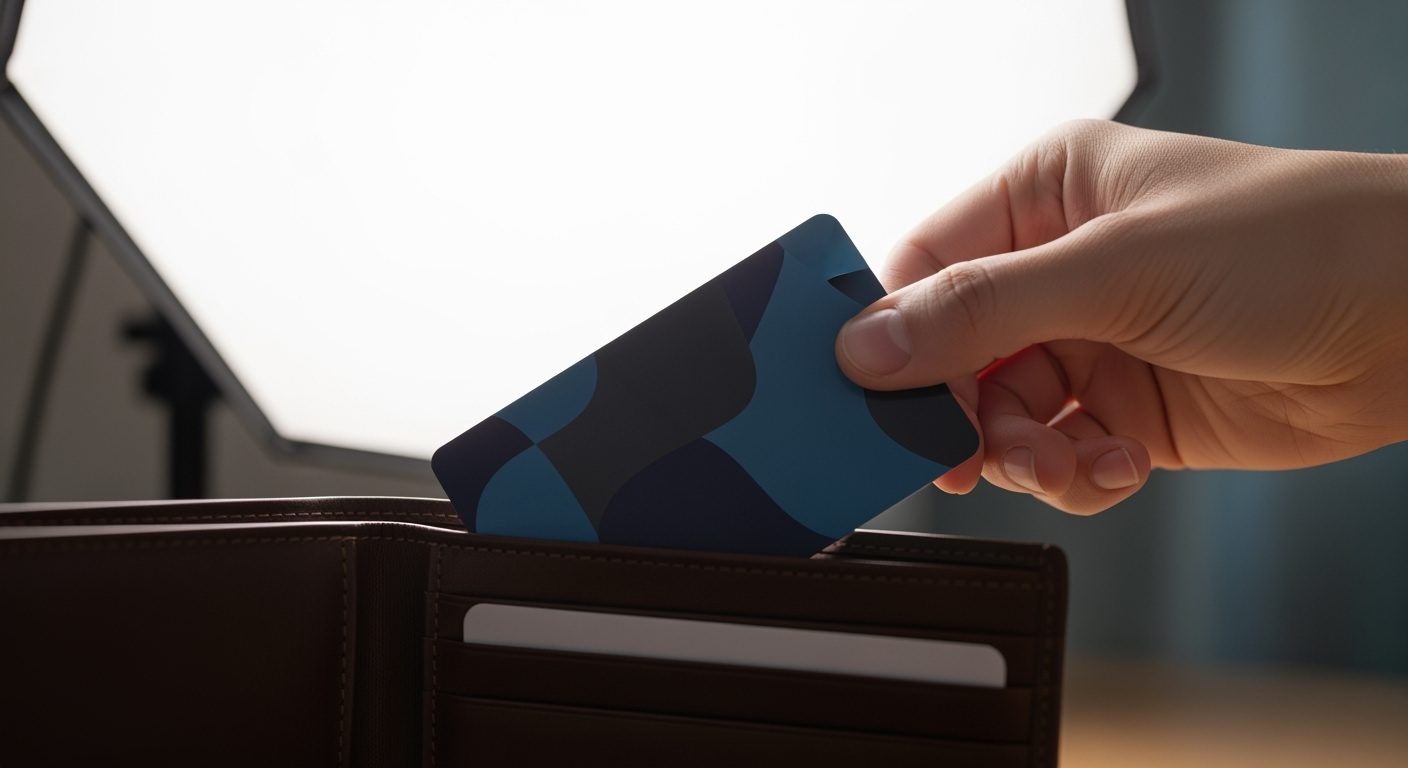 손으로 지갑에 카드를 넣거나 빼는 모습