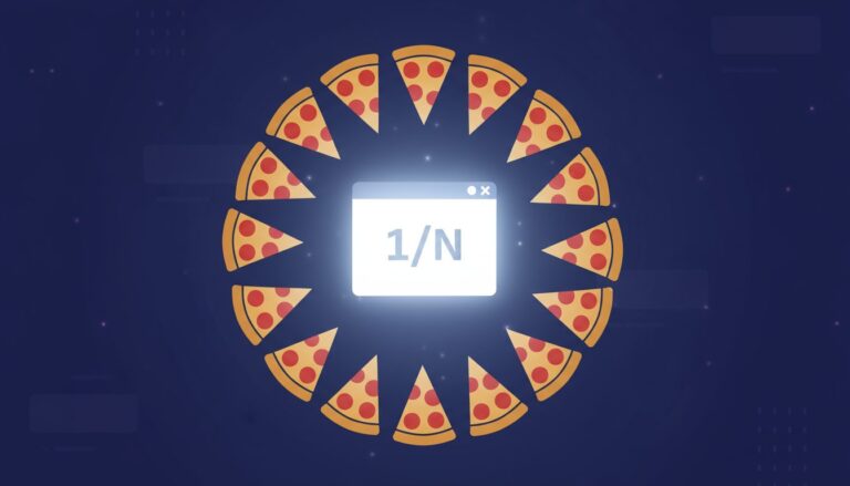 중앙의 1/N 윈도우를 중심으로 피자 조각들이 원형으로 배치된 컴퓨터 그래픽 이미지